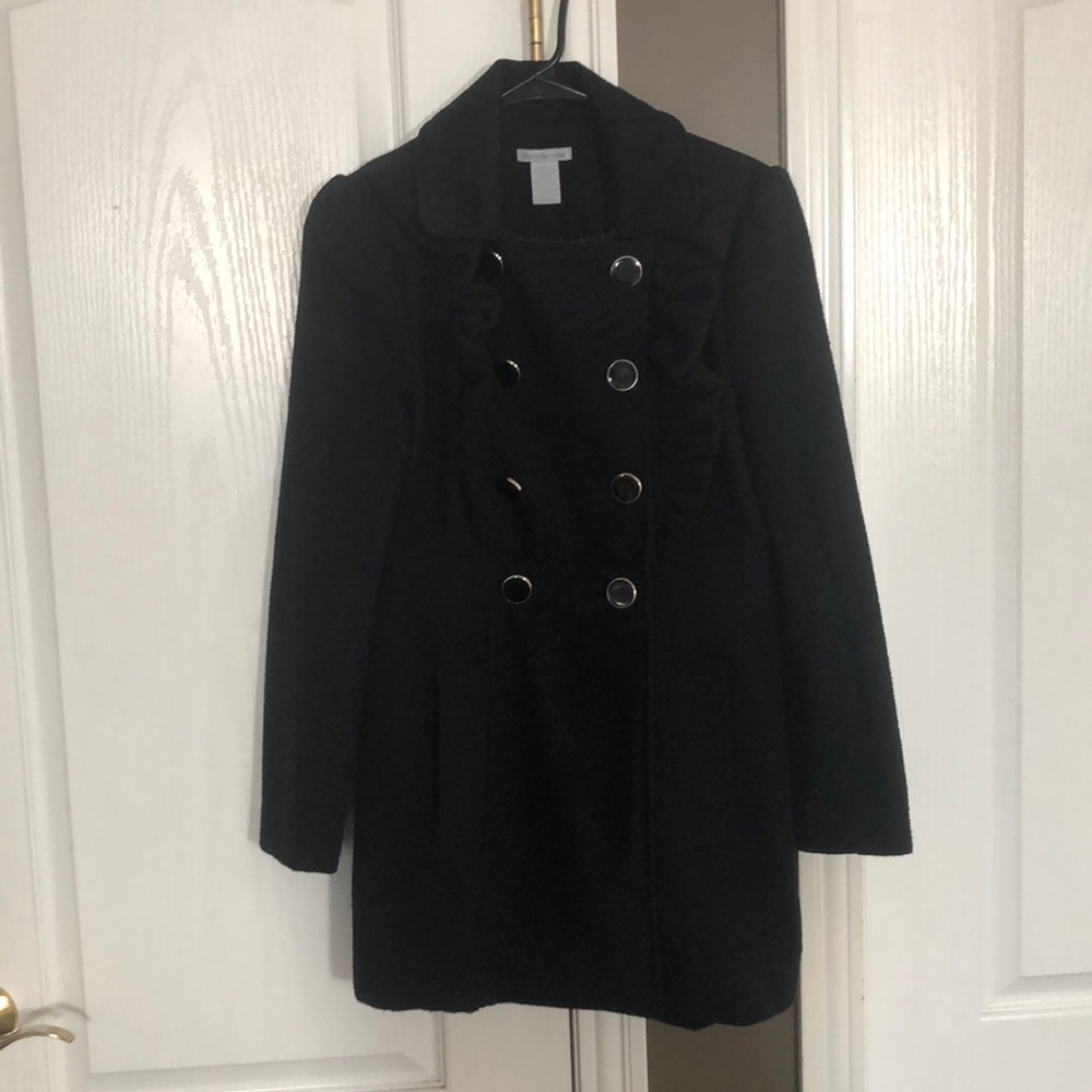 Black Ruffle Pea Coat